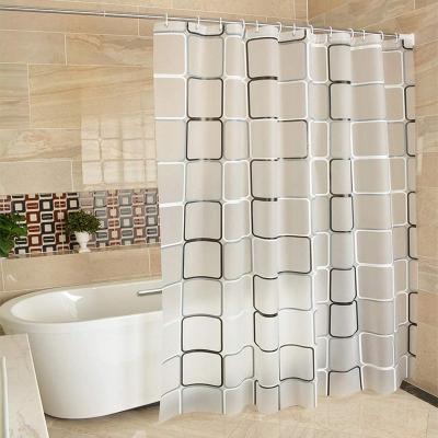 China Viable Custom Wholesale 3D Printing PEVA Plastic Thick Waterproof Shower Curtain Bathtub Bathroom Curtain 180x180 180x200 for sale