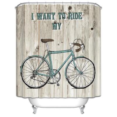 China Sustainable Polyester Shower Curtain 3D BIKE CAR Pattern Bathroom Shower Curtain Set Digital Printing Waterpoof for sale