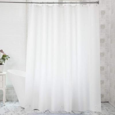 China Viable Frosted 180cm Eco Friendly Wholesale Clear 3D White Plastic Shower Curtain With Free Hooks for sale