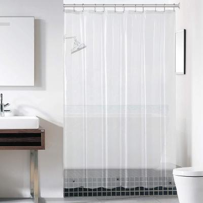 China Metal Push Duty PEVA 8G Free Standing Clear Shower Curtain Clear Coating Rustproof Grommets With 3 Magnets for sale