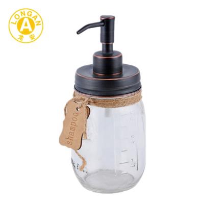 China Viable accept custom order and material 450ml stainless steel pump mason jar glass soap dispenser factory in china for sale