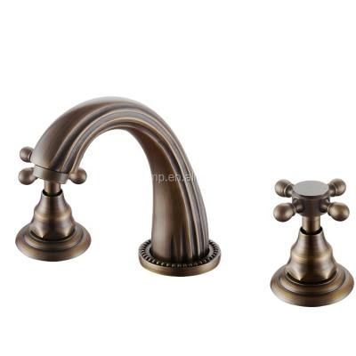 China China Faucets Thermostatic Faucet Factory Custom Deck Mounted 3 Hole Bathroom Gold Artistic Brass Faucet for sale