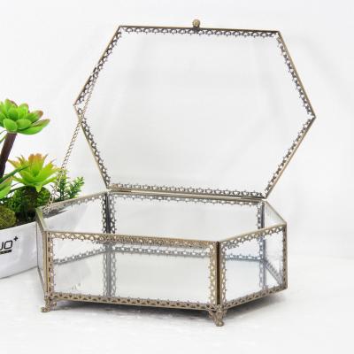 China Large size clear glass dressing table storage box for costmtic jewelry and makeup collection for sale