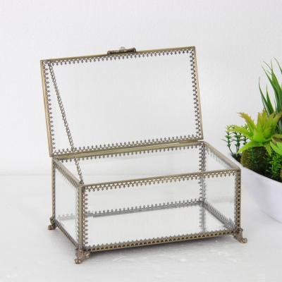 China Custom Dressing Table Shape Small Glass And Metal Jewelry Organizer Box For Candy Box for sale