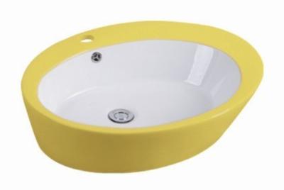 China Bathroom Sanitary Ware Ceramic Sink Colorful Art Basin/Wash Basin Yellow/Green Dual-Color for sale