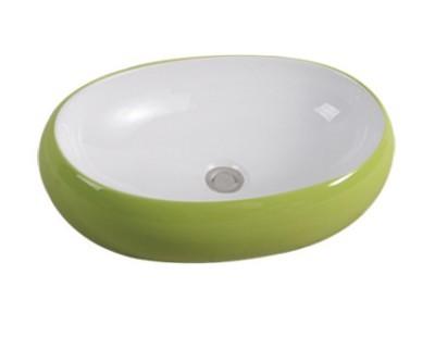 China Bathroom Sanitary Ware Ceramic Sinks Colorful Art Basin/Wash Basin Green/Yellow Dual-Color for sale