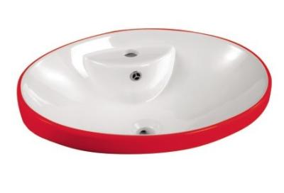 China Bathroom Sanitary Ware Ceramic Sinks Colorful Art Basin/Wash Basin Black/Red Dual-Color for sale