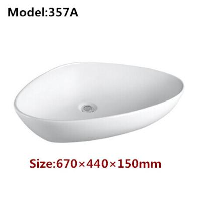 China Above Counter Mounting Art Basin Sanitary Ware Ceramic Sinks Bathroom Triangle Wash Basin for sale