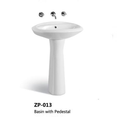 China Fixing to Wall with Back Bathroom Sinks Sanitary Ware Ceramic White Basin with Pedestal for sale