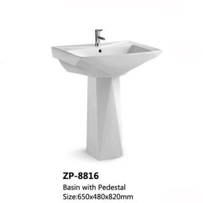 China Fixing to Wall with Back Bathroom Wash Basin White Color Ceramic Pedestal Sinks for sale