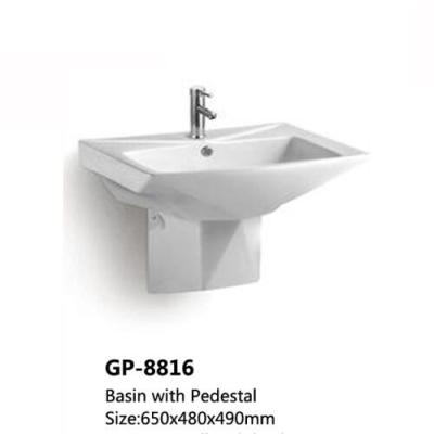 China Hot Sale New Design Bathroom Ceramic Wash Basin White Color Wall-hung Wash Basin for sale