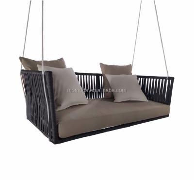 China Wicker Swing Sofa Chair Rope Aluminum Hanging Sofa Chair Patio Weather Resistant Outdoor Furniture Swings for sale