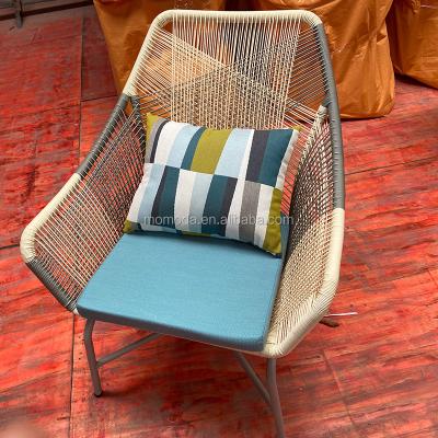 China New style waterproof sofa metal rope patio hotel chair with cushion for garden furniture for sale