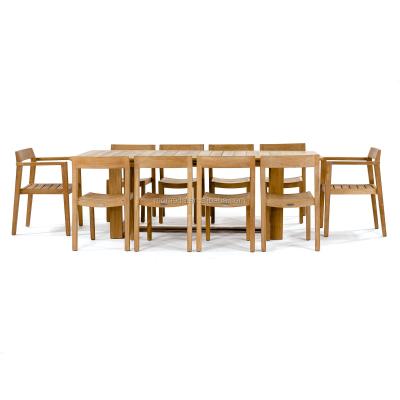 China ANTI-UV waterproof 12 chairs dining set teak table set natural wood furnfiture outdoor dining set for sale