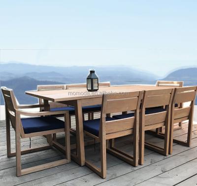 China Anti-UV Teak Garden Table Long Dining Table Set Patio Wood Chair Outdoor Weathered Weathered Decoration for sale