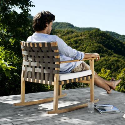 China ANTI-UV Waterproof Modern Luxury Outdoor Indoor Leisure Villa Bedroom Living Room Patio Balcony Wooden Rocking Chair for sale