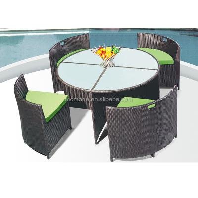 China Modern Wicker Rattan Garden Furniture Outdoor Rattan Rope Round Table And Chair Set 4 Seater for sale