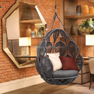 China Weather Resistant Modern Design Aluminum And Rope Handing Swing Chair Garden Patio Furniture Handing Swing Single Hair for sale