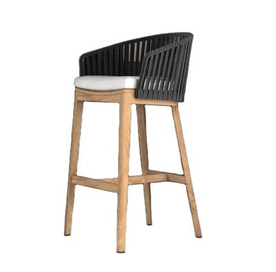 China ANTI-UV Rope Waterproof Modern Wooden Club Kitchen Hotel Restaurant Bar Chair Stool Furniture Set for sale