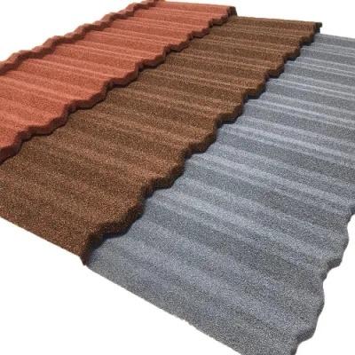 China Waterproof Roofing Materials Stone Coated Roofing Sheets Colored Stone Coated Steel Roof Tiles Rainbow Tile Roman Tile for sale