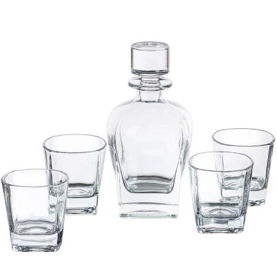 China Rod ; House ; 24OZ Party Square Whiskey Decanter Set With 4 Whiskey Glass for sale