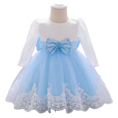 China Hot Sale Washable Bow Lace Prom Dress Princess Toddler Dress Baby Birthday Formal Dress for sale