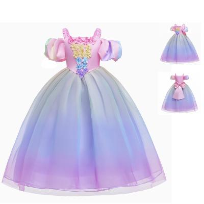 China Hot Selling Cute Floral Bow Lace Baby Prom Dress Princess Toddler Dress Even Washable for sale