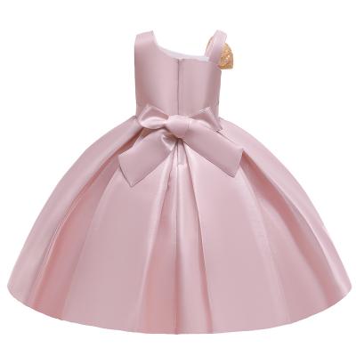 China Summer 2022 Washable Sleeveless A Line Skirt Sequin Bow Flower Embroidery Birthday Party Kids Bridesmaid Dress for sale