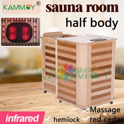 China Cedar Computer sauna factory supply red half hemlock computer control panel mobile wooden foot bucket far infrared sauna dry room boday for sale