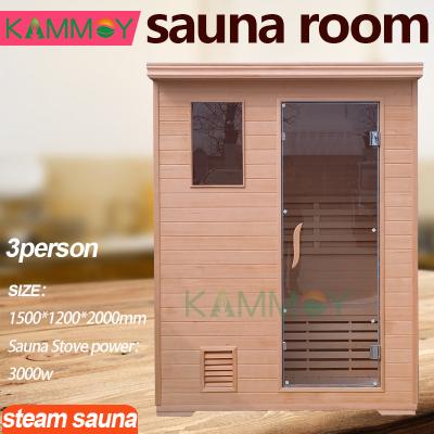 China Sauna Custom Wooden Canada Red Cedar Hemlock Outdoor Computer Control Panel Factory Custom Wood Windows Style Steam Sauna Dry Room for sale