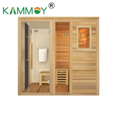 China Computer Control Panel Sweat Room Steamer Bath Steam Generator Hemlock Cabin Tempered Glass Far Infrared Solid Wood Steam Baths for sale