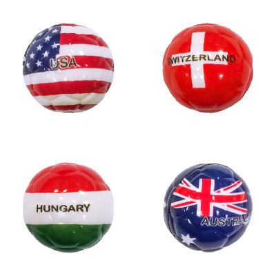 China 6.3CM High Quality Non-Toxic Squeezable Flag Pattern Soccer Ball PU Football For Kids for sale