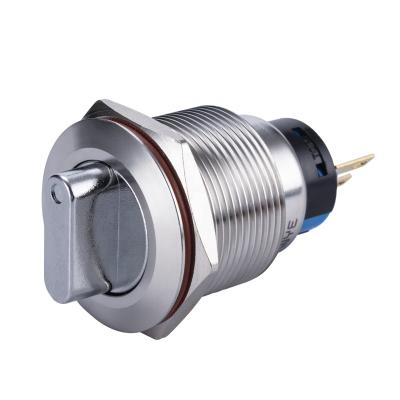 China 304 Stainless Steel 2 Position Metal Rotary Switch 22mm With Matching Connectors Selective Switch 1NO 1NC for sale