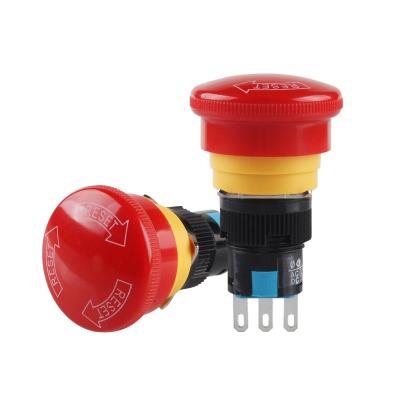 China High Quality Mushroom Elevator Emergency Stop Plastic16mm Emergency Stop Push Button Switch Main Self Locking Elevator STOP Key Reset Switch for sale