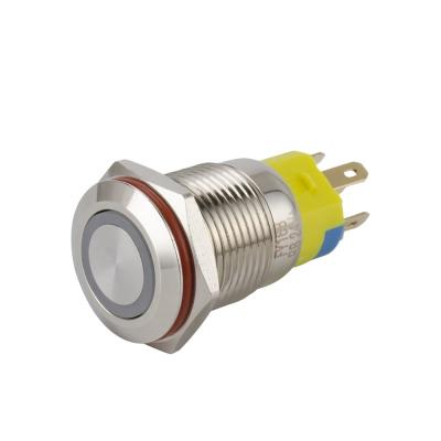 China Brass/304 Stainless Steel Metal Push Button Switch 16mm 12V IP67 Blue Nickel Plated Momentary Led Push Button Switches 220V CE for sale