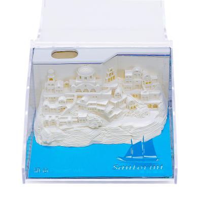 China Loose Leaf Love Sea Santorini Pattern 3D Gift Note Paper Memo Pad for sale