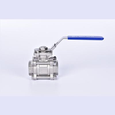 China Three Piece Full Stainless Steel Thread End Actuator General Left Ball Valve for sale