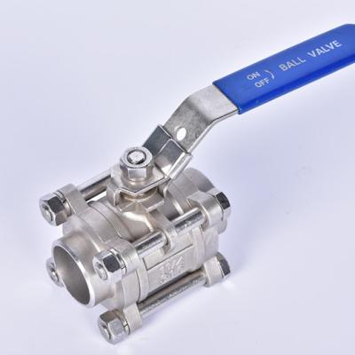 China General Stainless Steel CF8M Three Piece Butt Weld Ball Valve With Lockable Handle for sale