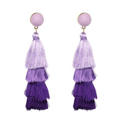 China Wholesale High Quality Trendy Long Style Handmade Boho Fashion Yarn Silk Thread Tassel Earrings For Women for sale