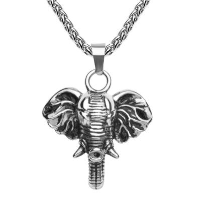 China Vintage Large Elephant Head Antique Silver Charms Animal Pendants For Necklace Jewelry Making for sale