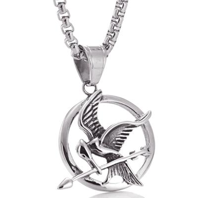 China European And American Titanium Steel Round Cavity Eagle Pendant Retro Vintage Stainless Steel Crow for sale