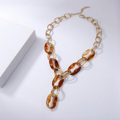 China FASHIONABLE Metal Acrylic Amber Chain Choker Bohemian Necklace for sale