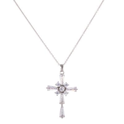 China CLASSIC Trendy Jewelry Shine Cross Necklace Form 3A Zircon Necklace For Women for sale