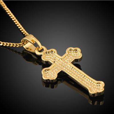 China Wholesale Classic Trendy 18K Copper Religious Jesus Christ Cross Pendant Gold Plated for sale