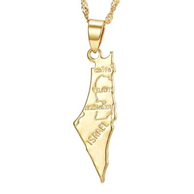 China CLASSIC New Design Custom Logo 18K Gold Plated Copper Israel Map Pendant For Necklace Accessories for sale