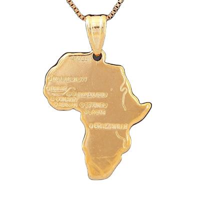 China Wholesale TRENDY HipHop Jewelry Africa Kolye 18k Gold Plated Copper African Map Pendant For Men for sale