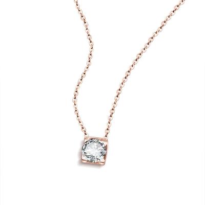 China Fashion High Quality Rose Gold Plated Stainless Steel Wholesale TRENDY 1 Carat Diamond Chain Necklace For Women Jewelry for sale