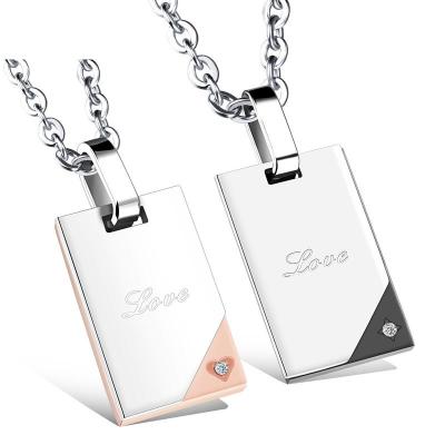 China FASHIONABLE Customized Stainless Steel Couples Single Love Book Pendant Necklace for sale