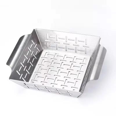 China Easily Cleaned BBQ Tools Stainless Steel Grilled Chicken Rack Vegetable Barbecue Basket Outdoor Barbecue Bakeware for sale