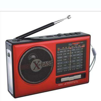 China RX-377 USB TF mp3 music player PORTABLE radio with AM/FM/SW1-7 9 bands and led rechargeable battery DC light jack for sale